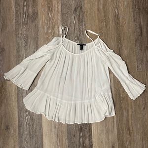 Forever 21 White Cold-Shoulder Peasant Blouse